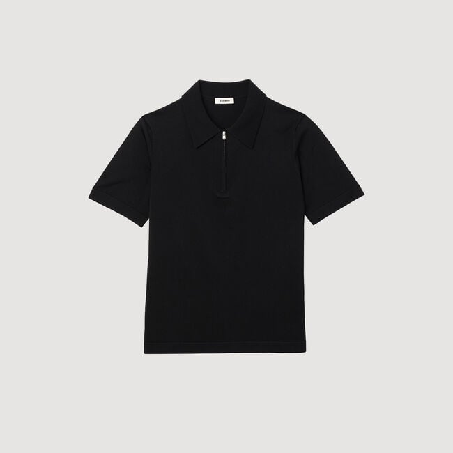 Knitted polo shirt with zip collar
