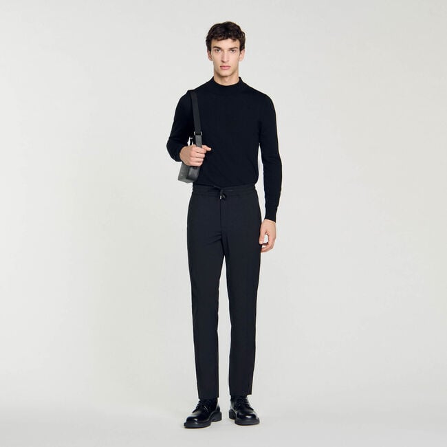 Elasticated straight-leg trousers